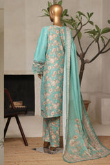 Bin Saeed Stitched 3 Piece Luxury Plain Cotton With Printed Back Vol-02 Collection'2025-NSM-2231-Green