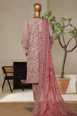 Bin Saeed Stitched 3 Piece Luxury Plain Cotton With Printed Back Vol-02 Suit-NSM-2236-Tea-Pink