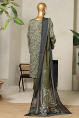 Bin Saeed Stitched 3 Piece Exclusive Printed Lawn Vol-09 Suit-NSM-2241-Mehndi