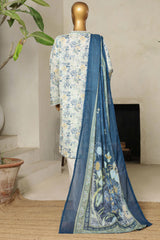 Bin Saeed Stitched 3 Piece Exclusive Printed Lawn Vol-09 Suit-NSM-2242-White