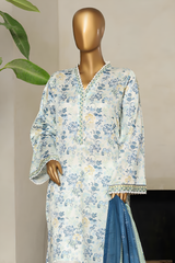 Bin Saeed Stitched 3 Piece Exclusive Printed Lawn Vol-09 Suit-NSM-2242-White