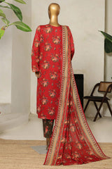 Bin Saeed Stitched 3 Piece Exclusive Printed Lawn Vol-09 Suit-NSM-2243-Maroon