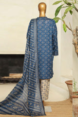 Bin Saeed Stitched 3 Piece Exclusive Printed Lawn Vol-09 Suit-NSM-2244-Blue