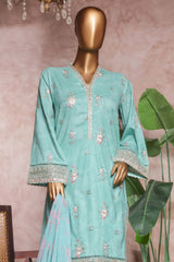 Bin Saeed Stitched 3 Piece Luxe Self & Self Suit-NSM-2245-Mint