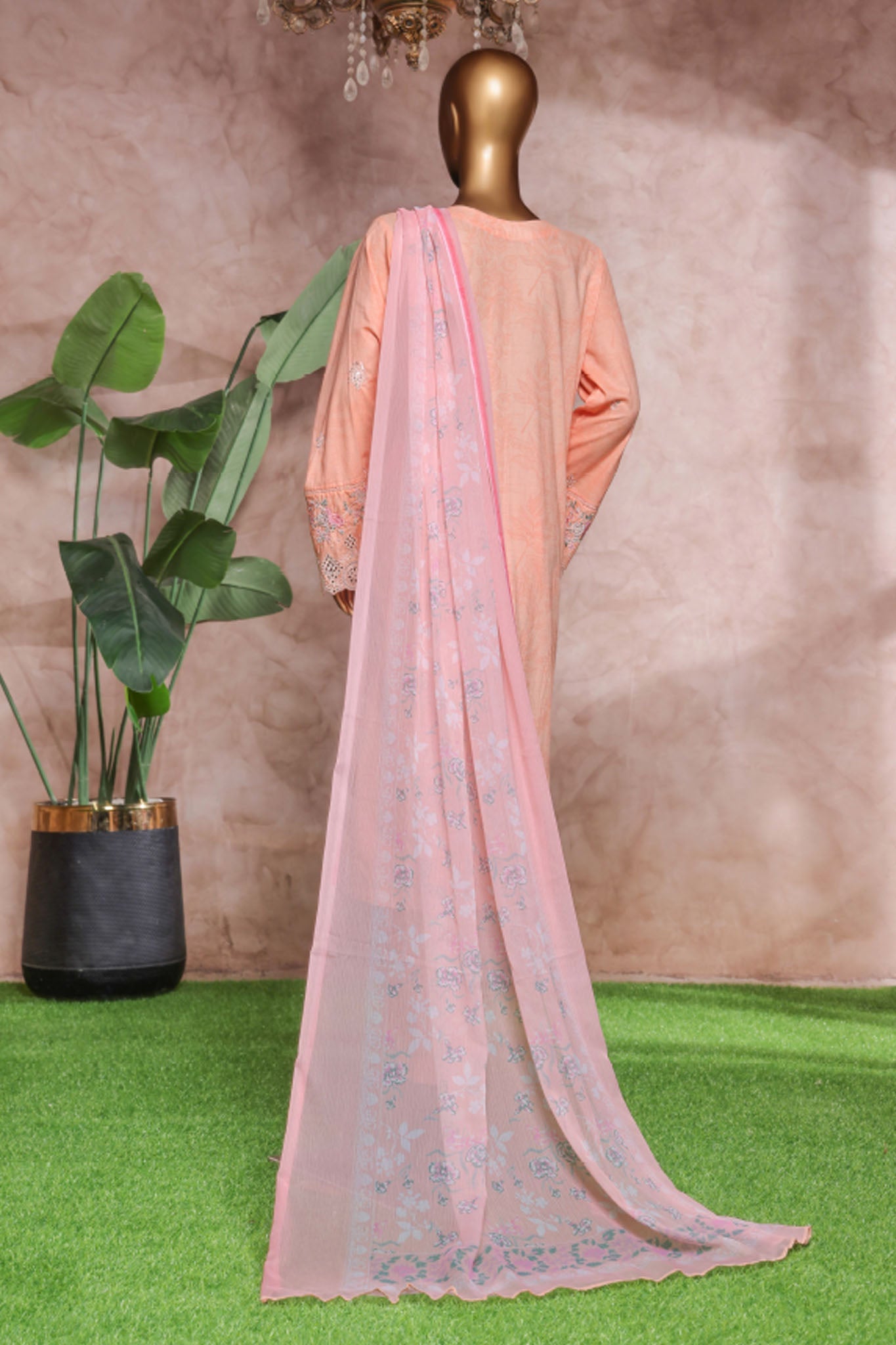 Bin Saeed Stitched 3 Piece Luxe Self & Self Collection'2025-NSM-2248-Pink