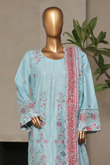 Bin Saeed Stitched 3 Piece Luxury Plain Cotton With Printed Back Vol-02 Collection'2025-NSM-2249-Ferozi