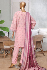 Bin Saeed Stitched 3 Piece Exc Printed Lawn Vol-03 Suit-NSM-2263-Pink