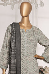 Bin Saeed Stitched 3 Piece Exc Printed Lawn Vol-03 Suit-NSM-2265-Grey