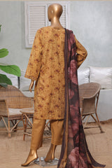 Bin Saeed Stitched 3 Piece Exc Printed Lawn Vol-03 Suit-NSM-2268-Yellow