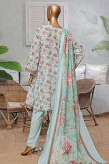 Bin Saeed Stitched 3 Piece Exc Printed Lawn Vol-03 Suit-NSM-2269-Ferozi