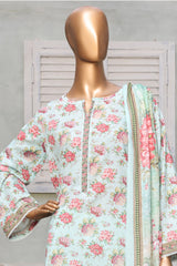 Bin Saeed Stitched 3 Piece Exc Printed Lawn Vol-03 Suit-NSM-2269-Ferozi