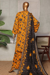 Bin Saeed Stitched 3 Piece Exc Printed Lawn Vol-03 Drop-02 Suit-NSM-2312-Mustard