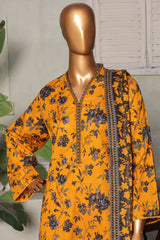 Bin Saeed Stitched 3 Piece Exc Printed Lawn Vol-03 Drop-02 Suit-NSM-2312-Mustard