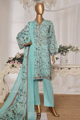 Bin Saeed Stitched 3 Piece Exc Printed Lawn Vol-03 Drop-02 Suit-NSM-2318-Sea Green