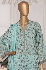 Bin Saeed Stitched 3 Piece Exc Printed Lawn Vol-03 Drop-02 Suit-NSM-2318-Sea Green