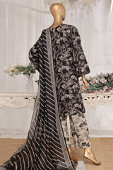 Bin Saeed Stitched 3 Piece Exc Printed Lawn Vol-03 Drop-02 Suit-NSM-2320-Black