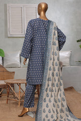 Bin Saeed Stitched 3 Piece Exc Printed Lawn Vol-03 Drop-02 Suit-NSM-2321-Blue