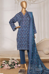 Bin Saeed Stitched 3 Piece Exc Printed Lawn Vol-03 Drop-02 Suit-NSM-2322-Blue