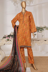 Bin Saeed Stitched 3 Piece Exc Printed Lawn Vol-03 Drop-02 Suit-NSM-2324-Mustard