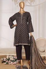Bin Saeed Stitched 3 Piece Exc Printed Lawn Vol-03 Drop-02 Suit-NSM-2325-Black