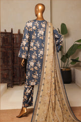 Bin Saeed Stitched 3 Piece Exc Printed Lawn Vol-04 Drop-02 Suit-NSM-2326-Dark Green