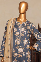 Bin Saeed Stitched 3 Piece Exc Printed Lawn Vol-04 Drop-02 Suit-NSM-2326-Dark Green