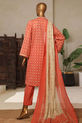 Bin Saeed Stitched 3 Piece Exc Printed Lawn Vol-04 Drop-02 Suit-NSM-2329-Peach