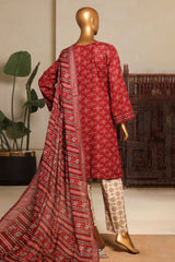 Bin Saeed Stitched 3 Piece Exc Printed Lawn Vol-04 Drop-02 Suit-NSM-2331-Maroon