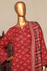 Bin Saeed Stitched 3 Piece Exc Printed Lawn Vol-04 Drop-02 Suit-NSM-2331-Maroon