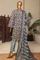 Bin Saeed Stitched 3 Piece Exc Printed Lawn Vol-04 Drop-02 Suit-NSM-2332-Black