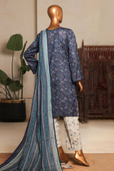 Bin Saeed Stitched 3 Piece Exc Printed Lawn Vol-04 Drop-02 Suit-NSM-2333-Blue