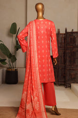 Bin Saeed Stitched 3 Piece Exc Printed Lawn Vol-04 Drop-02 Suit-NSM-2334-Orange