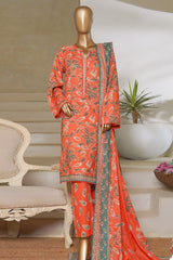 Classic Charm Modern Thread By Bin Saeed Stitched 3 Piece Lawn Collection'2025-NSM-2344-Peach