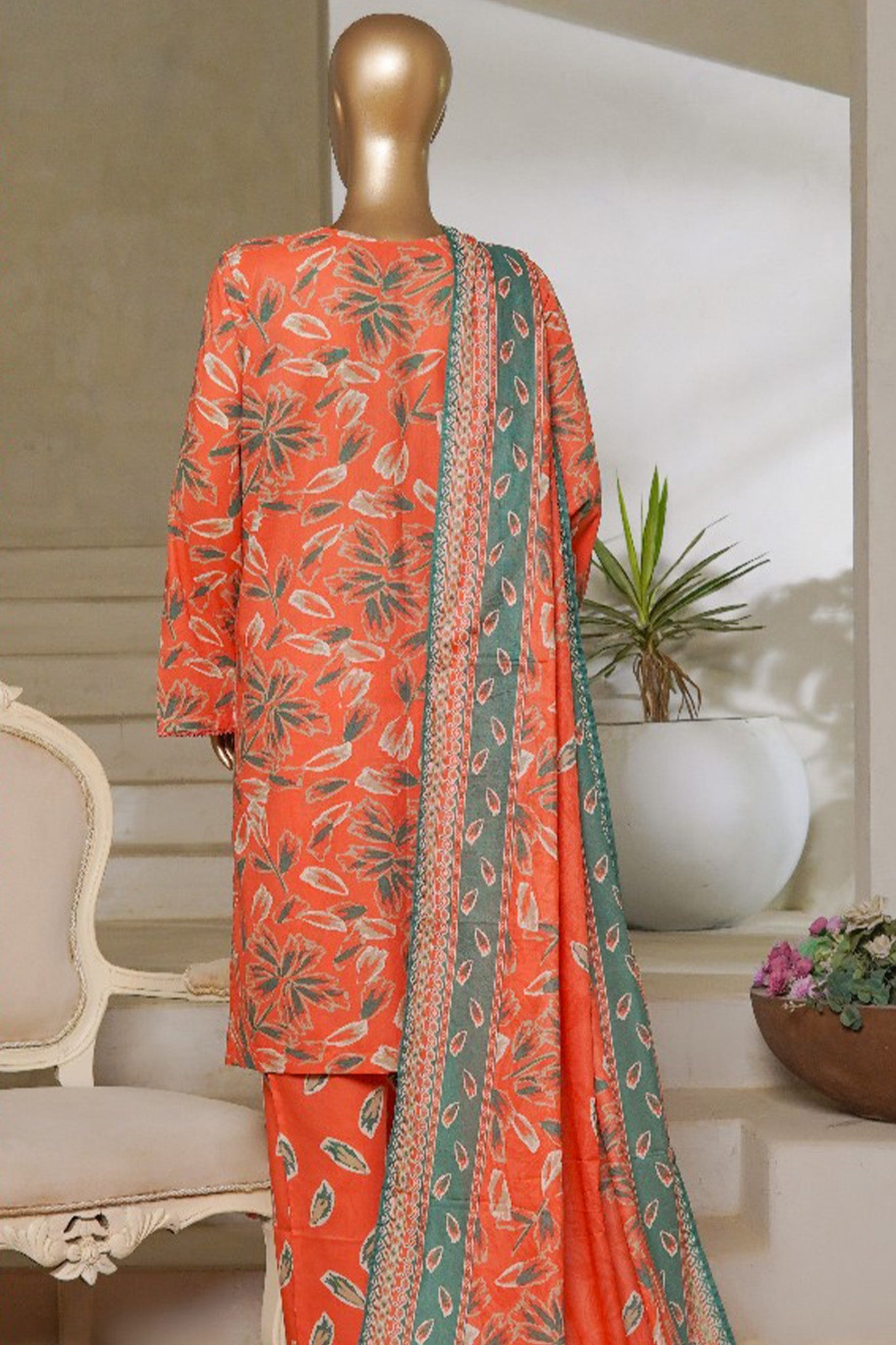 Classic Charm Modern Thread By Bin Saeed Stitched 3 Piece Lawn Collection'2025-NSM-2344-Peach