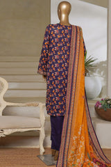 Classic Charm Modern Thread By Bin Saeed Stitched 3 Piece Lawn Collection'2025-NSM-2346-Blue
