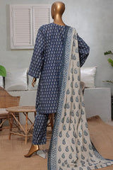 Classic Charm Modern Thread By Bin Saeed Stitched 3 Piece Lawn Collection'2025-NSM-2347-Blue