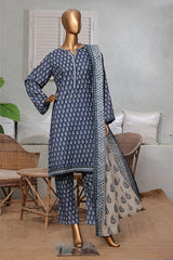 Classic Charm Modern Thread By Bin Saeed Stitched 3 Piece Lawn Collection'2025-NSM-2347-Blue