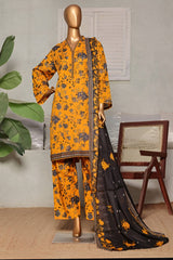 Classic Charm Modern Thread By Bin Saeed Stitched 3 Piece Lawn Collection'2025-NSM-2348-Mustard