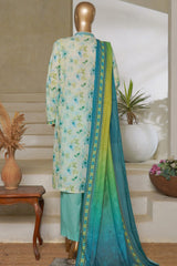 Classic Charm Modern Thread By Bin Saeed Stitched 3 Piece Lawn Collection'2025-NSM-2349-Ferozi
