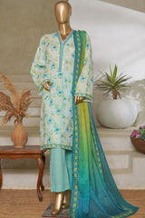 Classic Charm Modern Thread By Bin Saeed Stitched 3 Piece Lawn Suit-NSM-2349-Ferozi