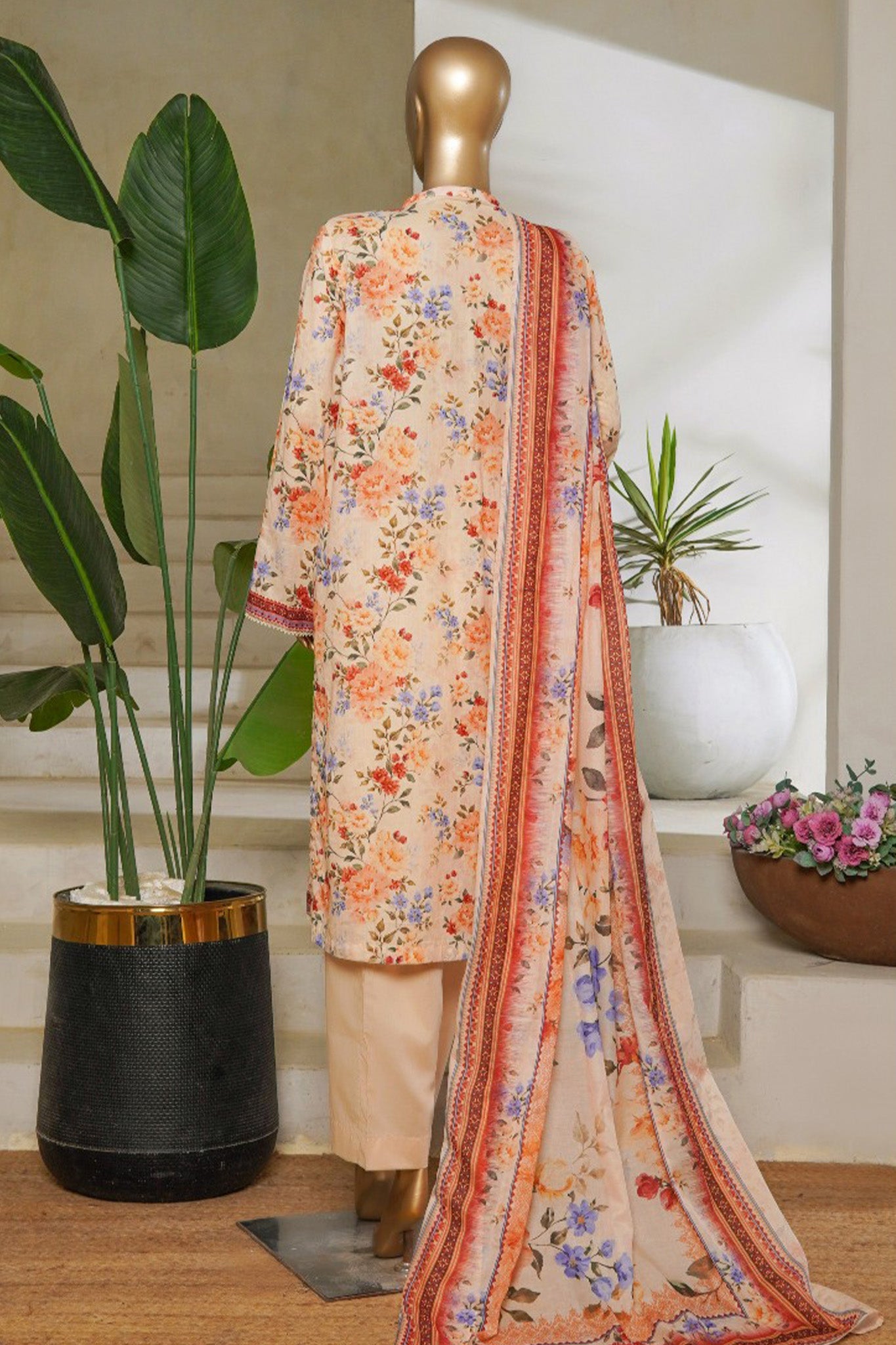 Classic Charm Modern Thread By Bin Saeed Stitched 3 Piece Lawn Collection'2025-NSM-2350-Cream