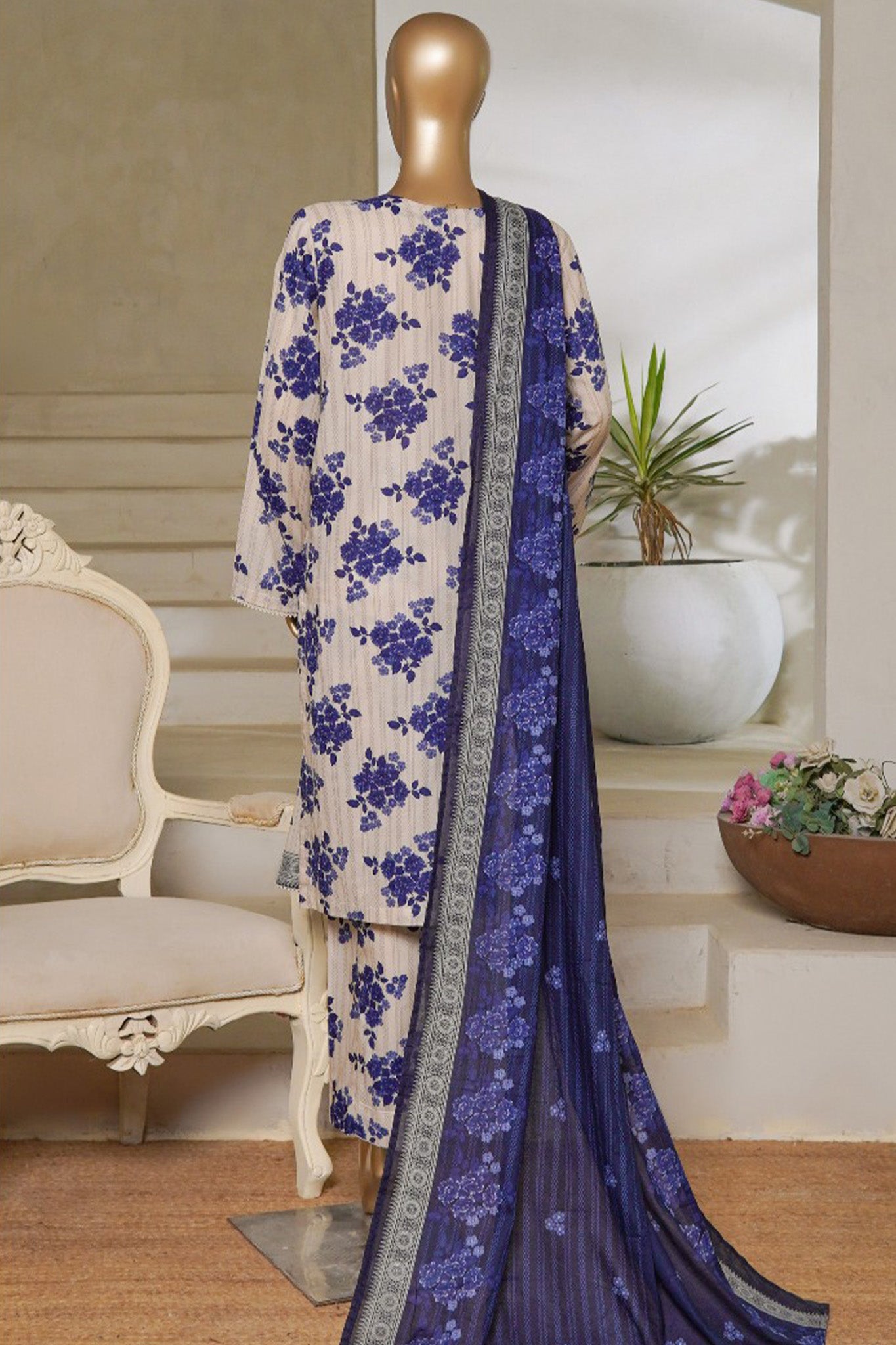Classic Charm Modern Thread By Bin Saeed Stitched 3 Piece Lawn Collection'2025-NSM-2351-White