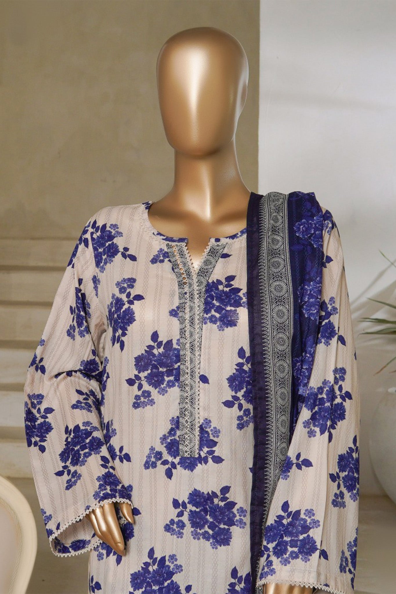 Classic Charm Modern Thread By Bin Saeed Stitched 3 Piece Lawn Collection'2025-NSM-2351-White