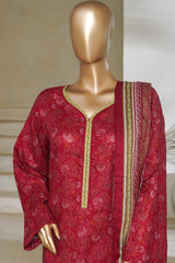 Classic Charm Modern Thread By Bin Saeed Stitched 3 Piece Lawn Collection'2025-NSM-2352-Maroon