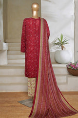 Classic Charm Modern Thread By Bin Saeed Stitched 3 Piece Lawn Collection'2025-NSM-2352-Maroon