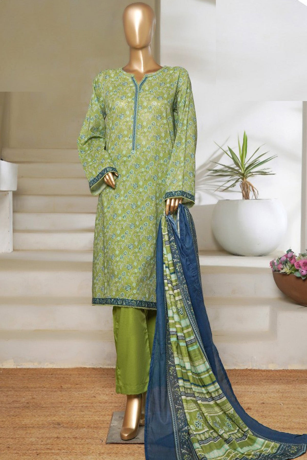 Classic Charm Modern Thread By Bin Saeed Stitched 3 Piece Lawn Collection'2025-NSM-2354-Green
