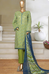 Classic Charm Modern Thread By Bin Saeed Stitched 3 Piece Lawn Collection'2025-NSM-2354-Green
