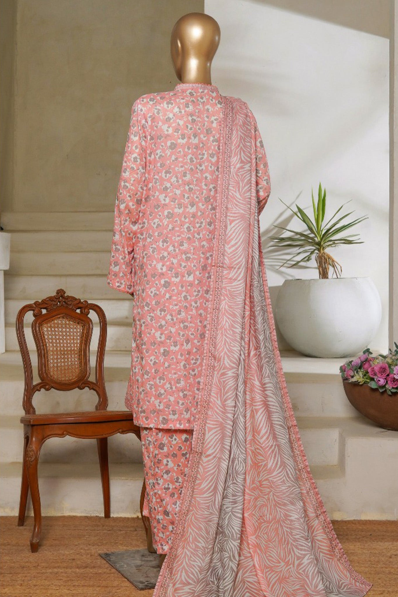 Classic Charm Modern Thread By Bin Saeed Stitched 3 Piece Lawn Collection'2025-NSM-2355-Pink