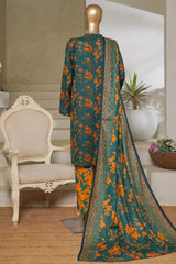 Classic Charm Modern Thread By Bin Saeed Stitched 3 Piece Lawn Suit-NSM-2356-Green