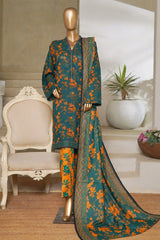 Classic Charm Modern Thread By Bin Saeed Stitched 3 Piece Lawn Suit-NSM-2356-Green